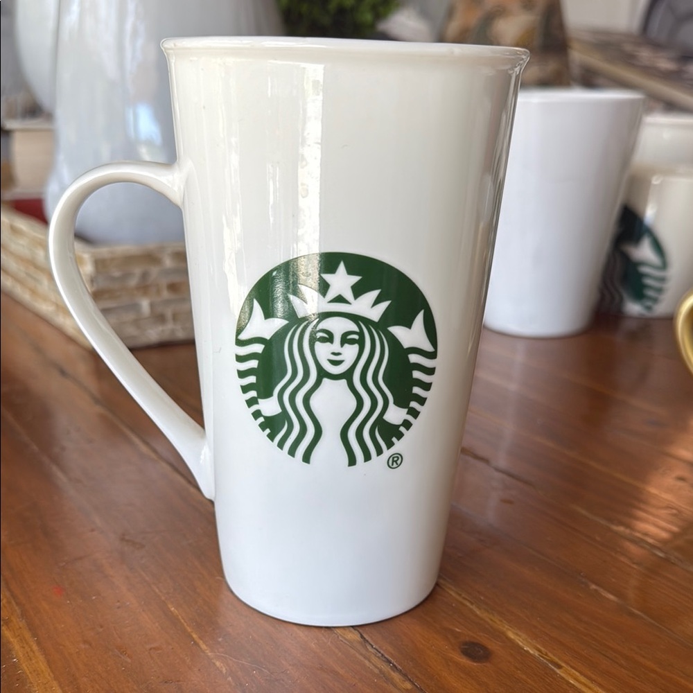 Starbucks Tall White Mug with Green Logo